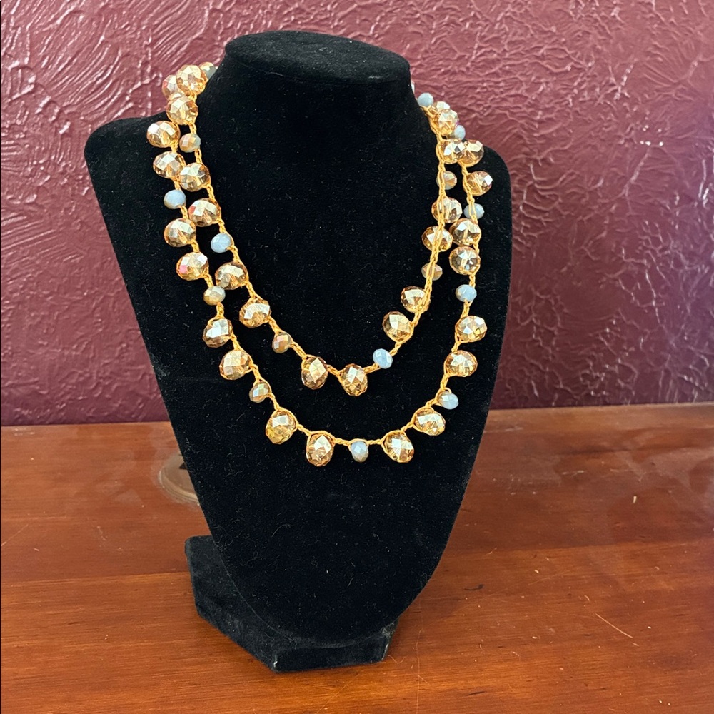 Faceted Amber & Aqua Statement Necklace